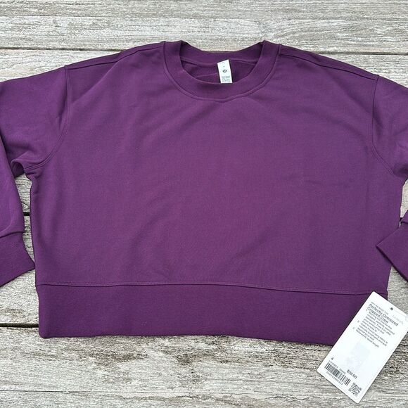 Lululemon Perfectly Oversized Cropped French Terry sweatshirt purple size 4 NWT - Picture 3 of 9